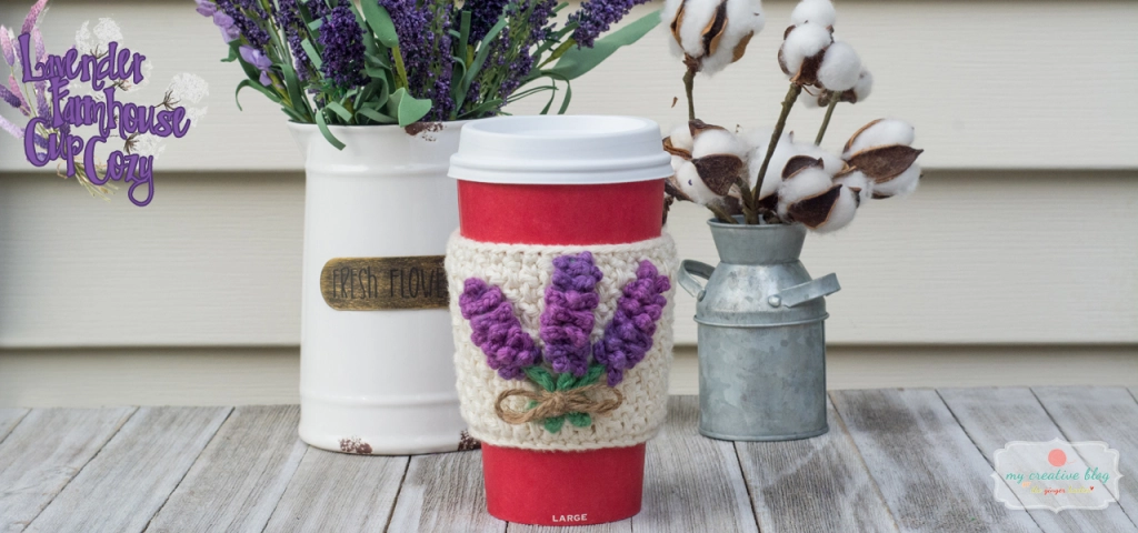 Lavender Farmhouse Cup Cozy – Crochet Pattern